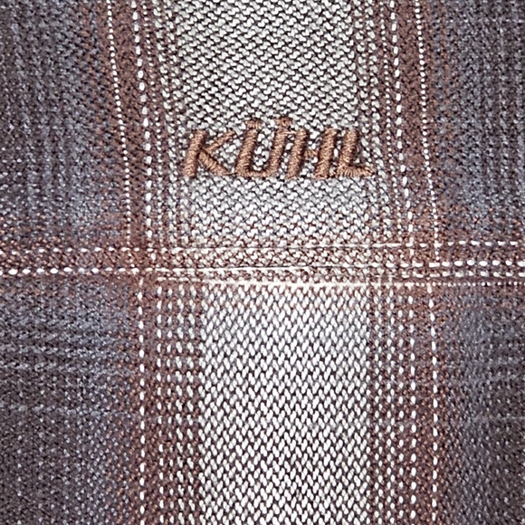 Kuhl Men's Medium Plaid Flannel Button Down Shirt - Brown, Gray, White - Picture 9 of 9